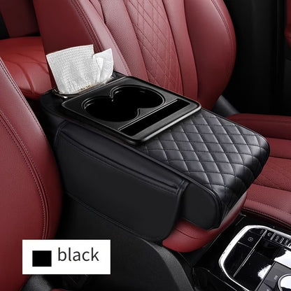Car Armrest Cushion with Cup Holder with Tissue Box