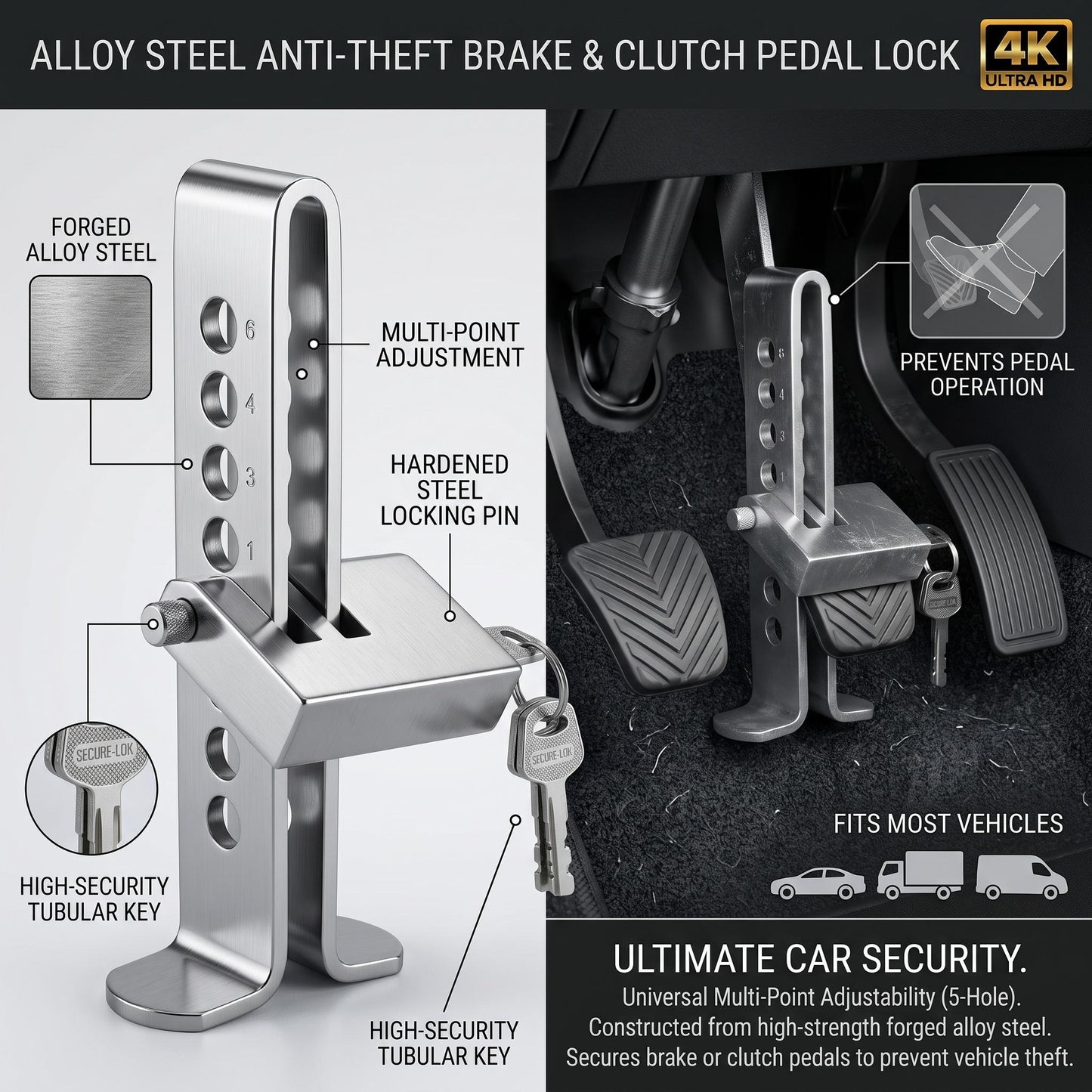 Car Pedal Lock Brake Clutch & Accelerator for all Cars