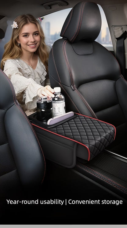 Car Armrest Cushion with Cup Holder with Tissue Box